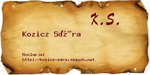 Kozicz Sára névjegykártya